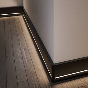 新款 铝合金发光led灯带带灯踢脚线金属地脚线黑色扫脚线墙贴线8