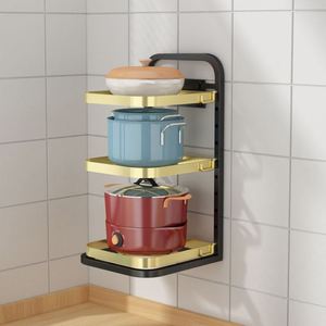 壁挂厨房锅架多层置物架台面墙角放锅具下水槽橱柜炖锅煲炒放锅具