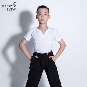 0017人付款天猫男童男孩拉丁舞蹈服装套装少儿儿童男练功男生训练练功