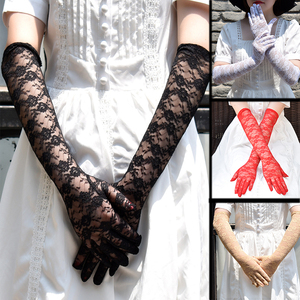 lolita花嫁婚纱晚宴礼服旗袍手套复古薄款新娘高级蕾丝长款萝莉