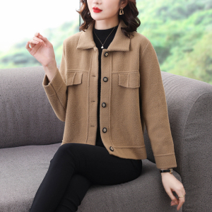 秋冬新款双面羊绒大衣女士短款毛呢外套宽松气质洋气开衫上衣春秋