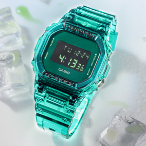 卡西欧伏特加g-shock联名绿色果冻透明方块运动手表dw-5600sb-3