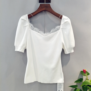 麦寻女装2022年夏季通勤纯色套头短袖针织衫修身型ozts2019