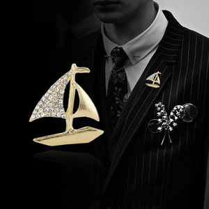 帆船胸针男士韩国气质复古胸牌情侣西服徽章别针女英伦风胸花配饰