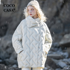 cococasa设计感轻薄鸭绒羽绒服女中款2023冬新零鹅绒韩版大牌外套