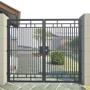 别墅铁艺庭院门大门百叶乡村花园欧式户外栅栏门铁门对开小区定制