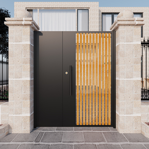 庭院门菠萝格木门定制欧式花园别墅大门户外栅栏门铁艺实木门简约