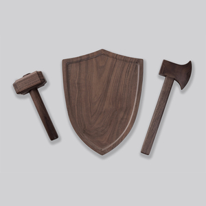 丘山手工家具 刀剑斧锤 进口黑胡桃实木儿童玩具雷神之锤木质武器