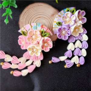 001人付款淘宝七宫堡 丨山樱花丨重瓣樱花古风配饰热缩发饰 和风手工