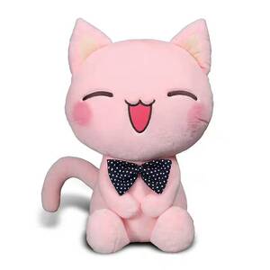 可爱粉色领结猫毛绒玩具笑脸小猫咪公仔儿童玩偶布娃娃女生日礼物