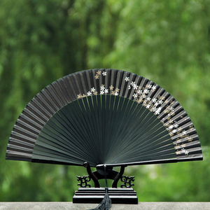 古风汉服竹子折扇女式流苏中国风折叠随身便携小巧扇子手工破云扇