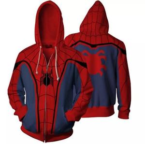 漫威英雄spiderman 蜘蛛侠3D卫衣连帽开衫拉链外套cosplay
