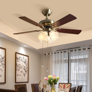 复古电扇吊灯吊扇一体客厅家用北欧饭厅美式餐厅店铺带电风扇三头