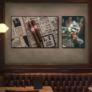 工业风酒吧装饰画复古美式抽烟雪茄ktv包厢挂画清吧音乐餐吧壁画