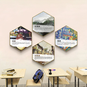 美术兴趣班培训机构挂画学校教室墙面布置壁画室少儿美术室装饰画