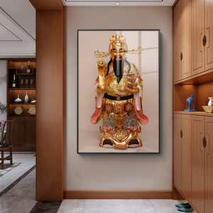五路财神画像财神爷武财神挂画玄关中堂供奉墙壁画饭店墙面装饰画