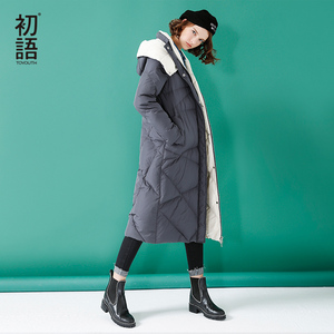 初语品牌女装官方正品店2019秋季连帽加厚新款女羽绒服8630912005
