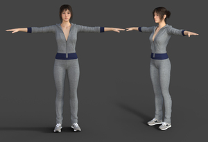 maya 3Dmax三维女性模型冬天女运动卫衣服装晨跑减肥晨练写实人物