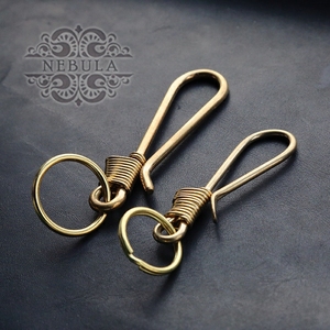 手工绕黄铜丝美式复古纯铜U型钥匙扣挂钩财布钩扣圈环钱包配件