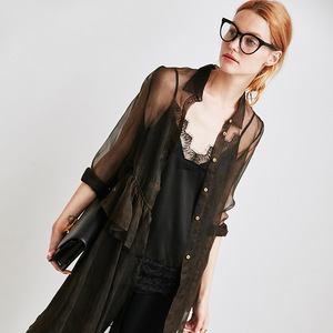 看了又看 特 夏季短外套女装高端蚕丝透视效果外衣上衣防晒衣