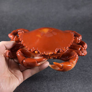 玉石原石工艺品礼品螃蟹动物摆件寿山石原石雕刻摆件家居饰品石头