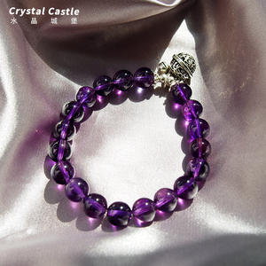 CrystalC 听风铃·天然乌拉圭紫水晶手链女925纯银铃铛手串原创