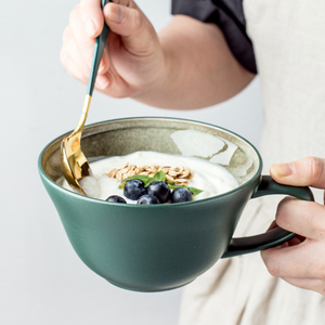 创意冰裂釉燕麦片碗杯大容量早餐杯北欧陶瓷马克杯家用大口径杯子