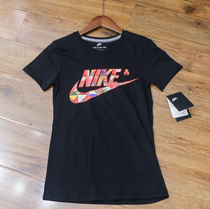 耐克nike夏款女大童装纯棉百家衣短袖t恤衫休闲运动衫bv5986-010