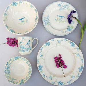 外贸出口英国Johnson brothers小鸟系列陶瓷早餐盘色拉碗咖啡杯碟