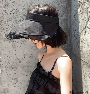 日本RX遮阳空顶帽防晒帽子女棉麻旅游太阳帽折叠紫外线百搭布帽