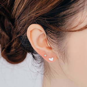 bey银风尚s925银双球豆豆耳骨钉螺丝拧短杆银双头小耳朵耳骨耳钉