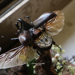 动态蒸汽朋克昆虫甲虫姬兜南洋大兜虫标本复古摆件扇翅膀收藏品