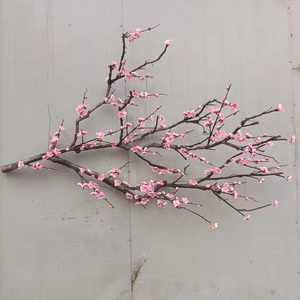 仿真红梅花树装饰桃花客厅花艺墙面壁挂落地干树枝吊顶花插花瓶树
