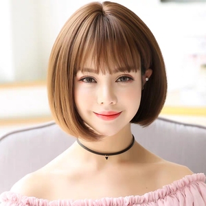 假发女短发全头套式女士全真发套自然短发发型汉服假发微卷bobo头