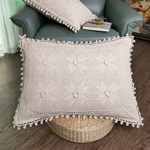 花街5号手工钩针钩花镂空编织长抱枕套50*70cm枕头套