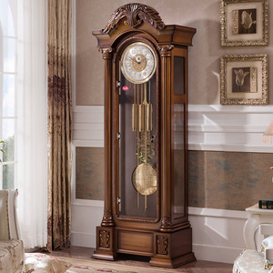 德国赫姆勒机芯欧式落地钟豪华客厅机械座钟实木雕花立钟古典铜钟