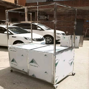 不锈钢手推小吃车摆摊小推车可折叠夜市地摊移动烧烤面筋串串鸡脚