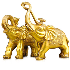吸水大象铜大象摆件铜象一对客厅门口象上铜金蟾元宝如意象办公室