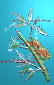 精雕图jdp雕刻图浮雕图玉雕知了金蝉一鸣惊人花鸟竹子灰度图