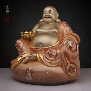 笑佛佛像彩绘大肚如意元宝弥勒佛菩萨开心笑佛乐佛家居供奉摆件