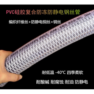 pvc食品级透明钢丝管软管塑料硅胶管防冻防静电高压输油管抽水管