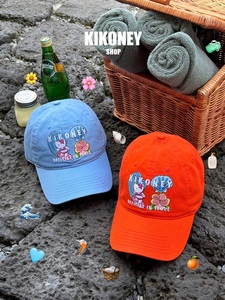 官方KIKONEY原创设计 城市系列济州岛冲浪kitty棒球帽 橘子海浪花