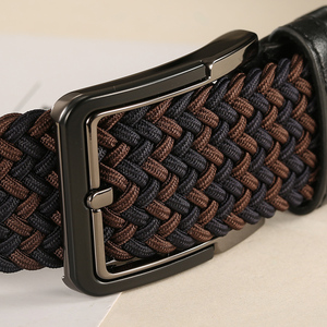 曼邦编织皮带男帆布休闲松紧弹力腰带牛仔裤裤腰带韩版时尚潮流