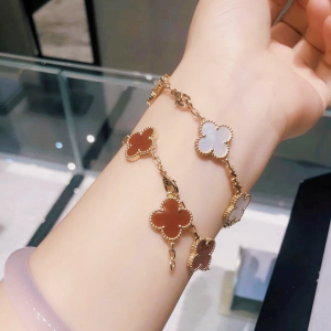 正品代购vca/梵克雅宝 18k金 alhambra四叶草 五花手链中号手环女
