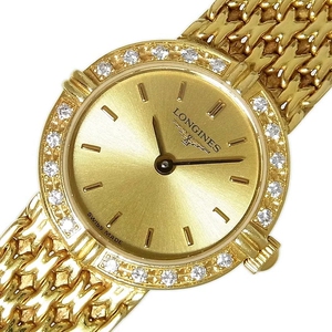 浪琴18k黄金镶钻女表女士手表石英l7.259.7二手瑞士原装正品98新