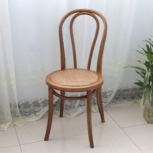 艺术椅北欧户外法式复古设计餐椅索奈特藤椅实木婚礼椅原木椅子