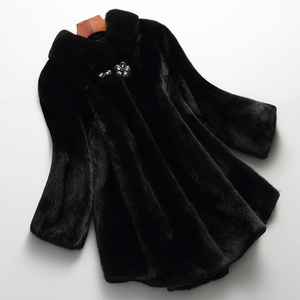 水貂皮大衣女士整貂中长款佟二堡海宁貂毛外套女冬裘皮女装妈妈款