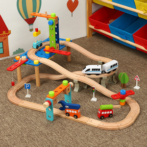 儿童益智螺母拆装积木木质小火车电动轨道套装玩具2-7岁兼容米兔