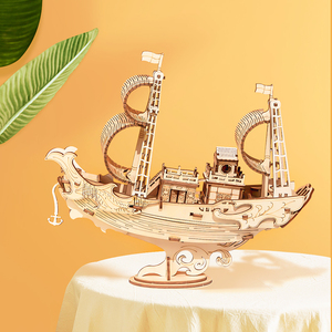 若态木质拼图帆船邮轮渔船3D立体模型成人高难度玩具生日圣诞礼物