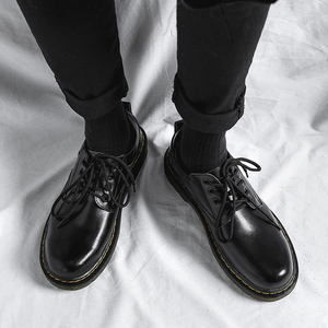 港风ulzzang小皮鞋男韩版潮流学生百搭增高黑色圆头英伦原宿ins鞋